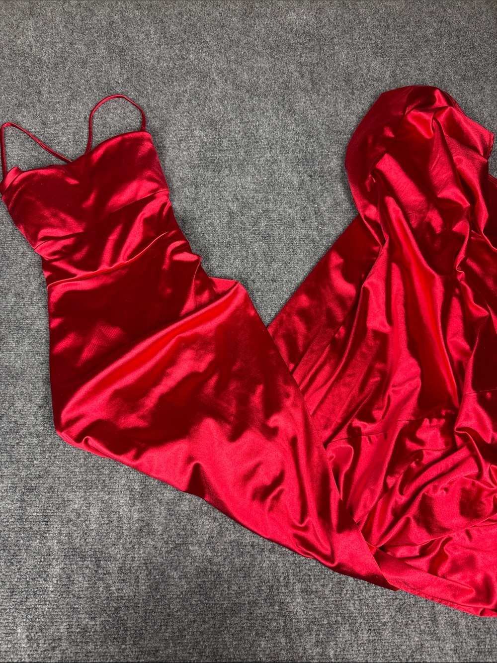 Windsor Red Satin Slip Dress with Spaghetti Straps
